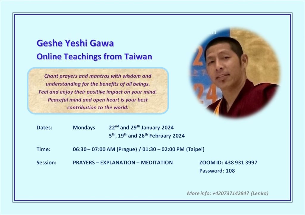Geshe Yeshi GawaOnline Sessions
Jan - Feb 2024